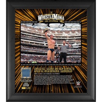 Gunther WWE Framed 15" x 17" 2023 WrestleMania 39 Night 2 Collage with a Piece of Match-Used Canvas - Limited Edition of 390
