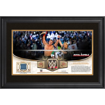 John Cena WWE Golden Moments Framed 10" x 18" 2017 Royal Rumble Collage with a Piece of Match-Used Canvas - Limited Edition of 250