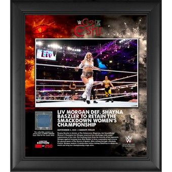 Liv Morgan WWE Framed 15" x 17" 2022 Clash at the Castle Collage with a Piece of Match-Used Canvas - Limited Edition of 250