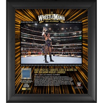 Rhea Ripley WWE Framed 15" x 17" 2023 WrestleMania 39 Night 1 Collage with a Piece of Match-Used Canvas - Limited Edition of 390