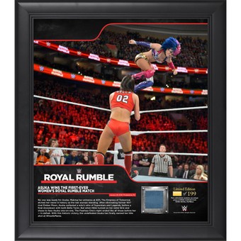Asuka Framed 15" x 17" 2018 Royal Rumble Collage with a Piece of Match-Used Canvas - Limited Edition of 199
