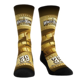 Unisex Rock Em Socks Gold/Black WWE WrestleMania 39 Crew Socks