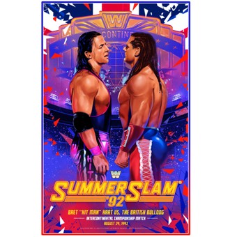 Bret "Hit Man" Hart vs. The British Bulldog 24'' x 36'' SummerSlam '92 Poster