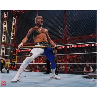 Cody Rhodes WWE Autographed 16" x 20" Hell in a Cell with a Sledgehammer Photograph