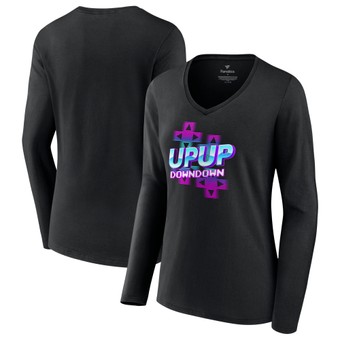 Women's Fanatics Branded Black UpUpDownDown V-Neck Long Sleeve T-Shirt